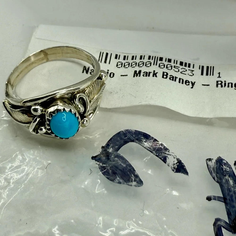 Navajo Sterling Silver Sleeping Beauty Turquoise Ring Mark Barney NWT Sz 6 –3.0g
